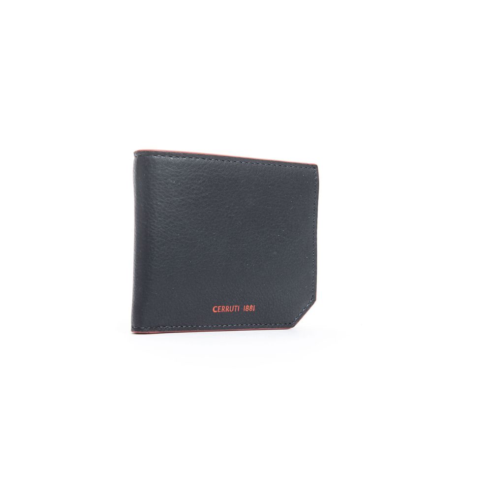 Cerruti 1881 Elegant Blue Leather Bi-Fold Wallet