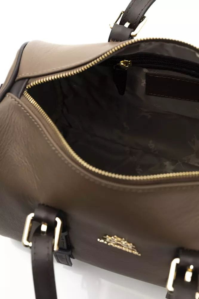 La Martina Chic Brown Leather Crossbody Bag