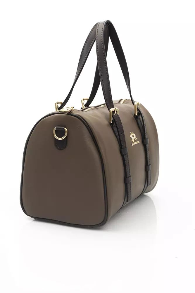 La Martina Chic Brown Leather Crossbody Bag