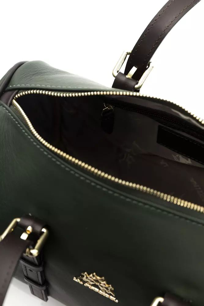 La Martina Elegant Green Leather Crossbody Bag