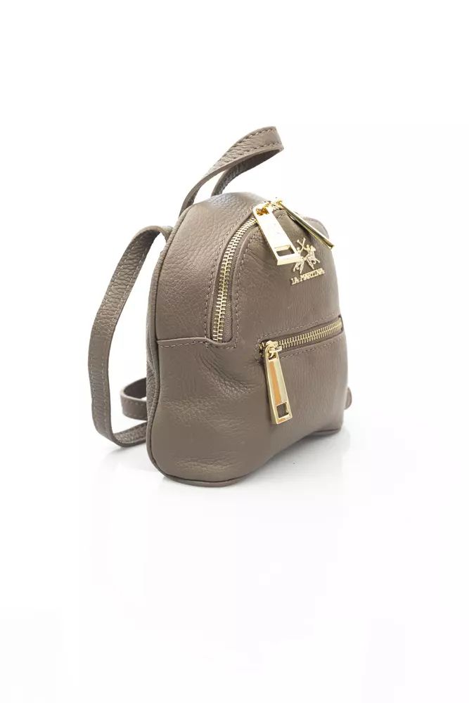 La Martina Brown CALF Leather Crossbody Bag