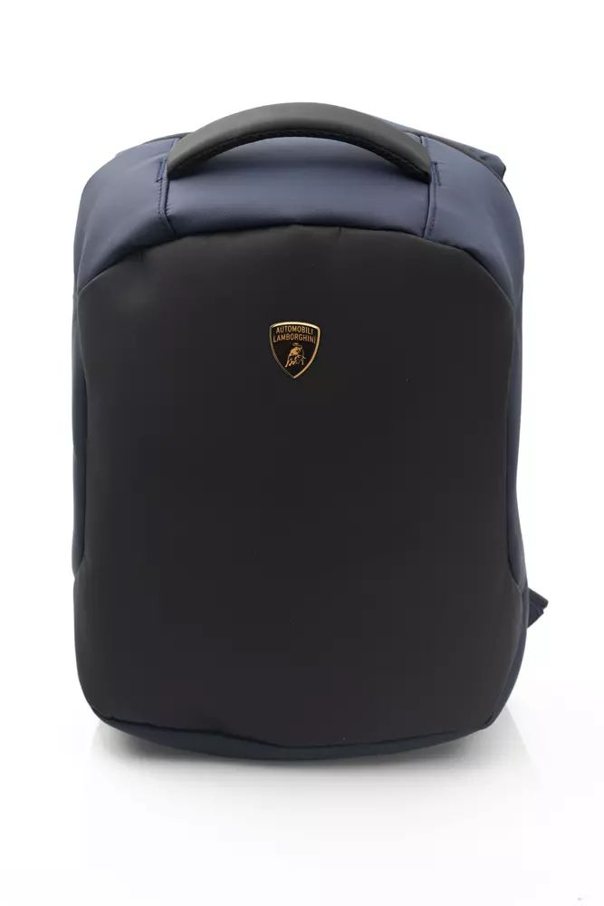Automobili Lamborghini Sleek Blue Nylon Backpack with Logo Detail