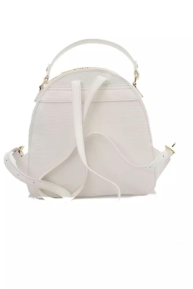 Baldinini Trend Elegant White Backpack with Golden Accents