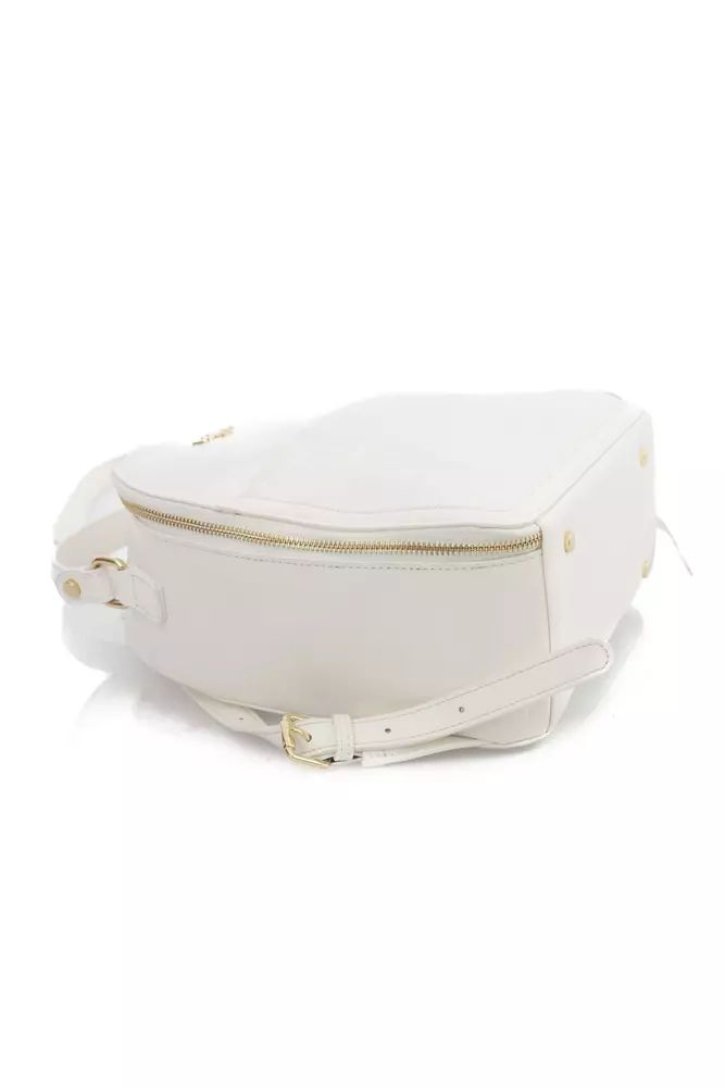 Baldinini Trend Elegant White Backpack with Golden Accents