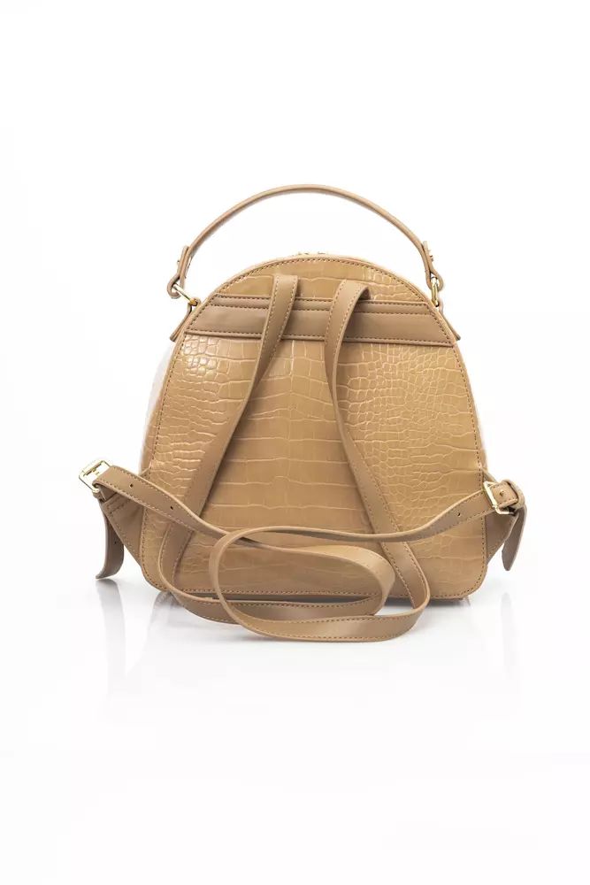 Baldinini Trend Beige Polyethylene Chic Backpack with Golden Accents