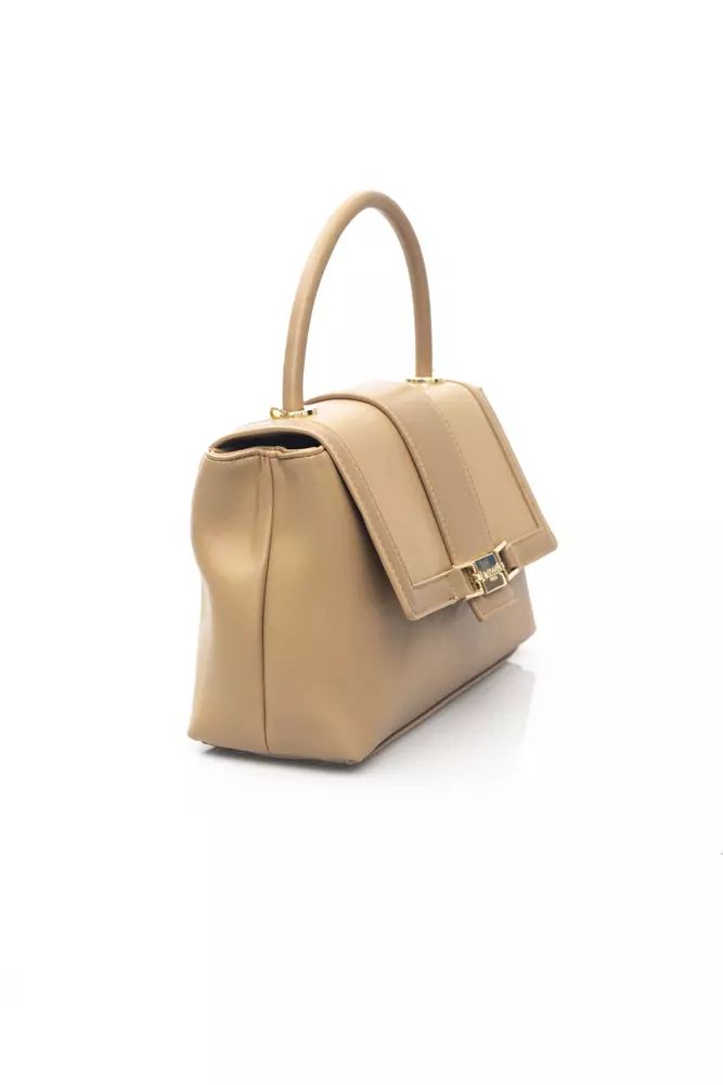 Baldinini Trend Chic Beige Shoulder Flap Bag with Golden Accents