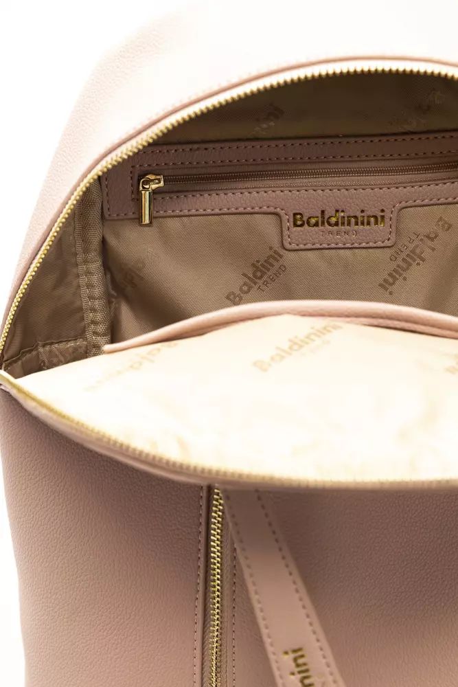 Baldinini Trend Chic Pink Backpack with Golden Accents