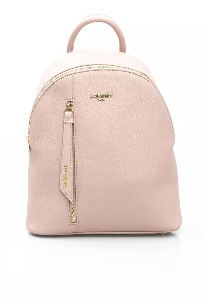 Baldinini Trend Chic Pink Backpack with Golden Accents