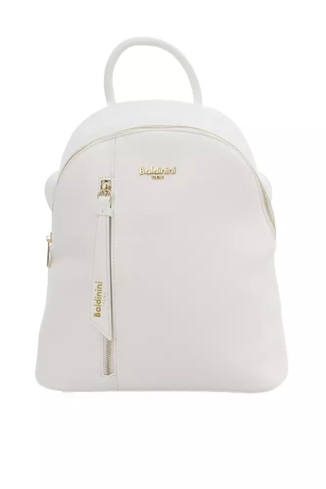 Baldinini Trend Chic White Golden Detail Backpack