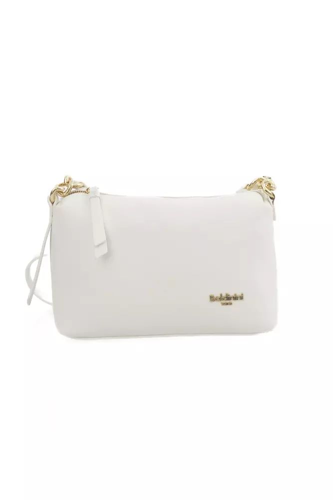 Baldinini Trend Elegant White Shoulder Bag with Golden Accents