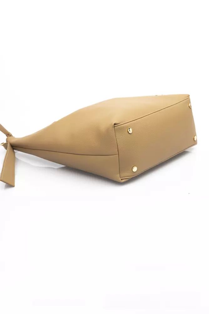 Baldinini Trend Chic Beige Golden Accents Shoulder Bag