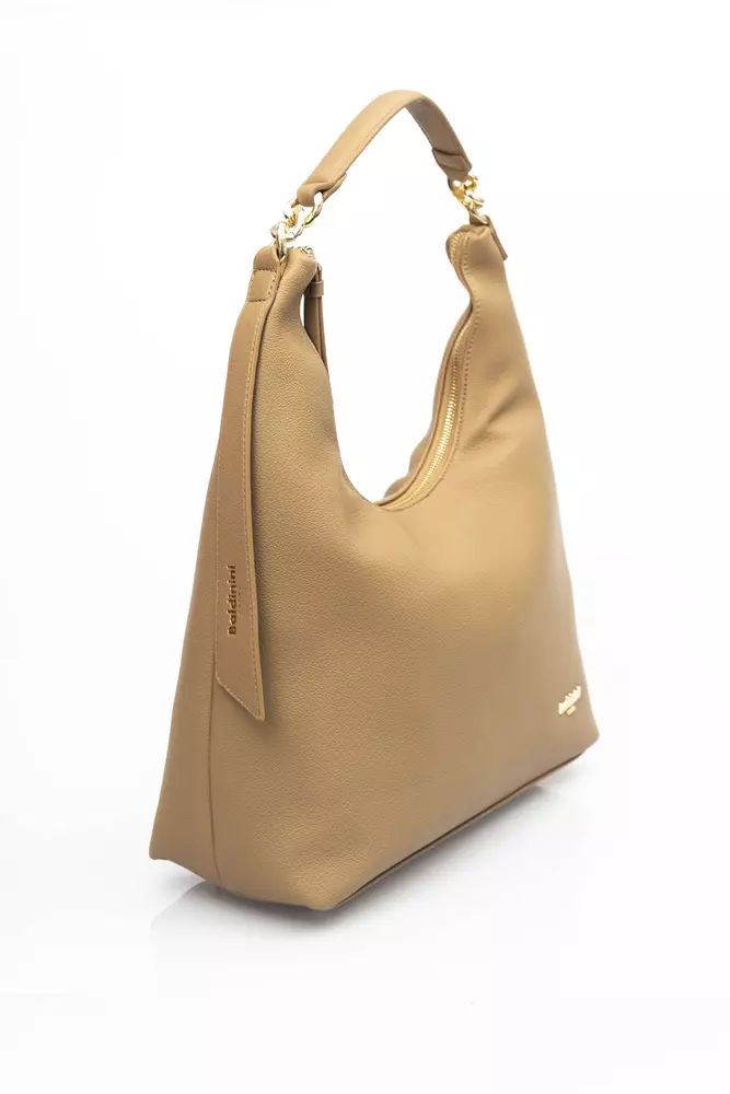 Baldinini Trend Chic Beige Golden Accents Shoulder Bag