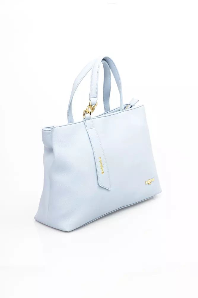 Baldinini Trend Chic Light Blue Shoulder Bag with Golden Accents