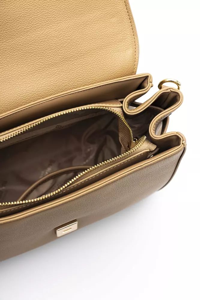 Baldinini Trend Beige Shoulder Bag with Golden Accents