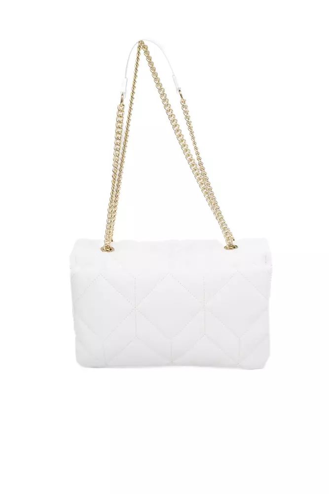 Baldinini Trend White Polyethylene Chic Shoulder Bag with Golden Accents