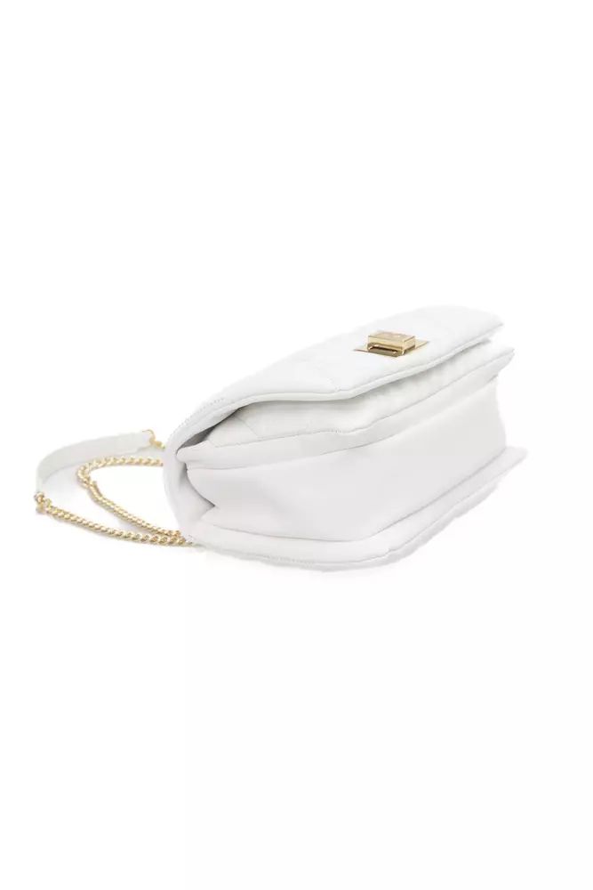 Baldinini Trend White Polyethylene Chic Shoulder Bag with Golden Accents