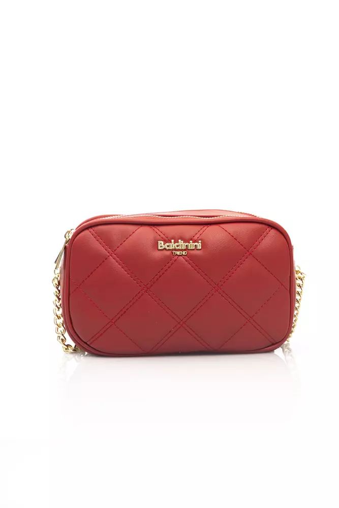 Baldinini Trend Chic Red Shoulder Bag with Golden Accents