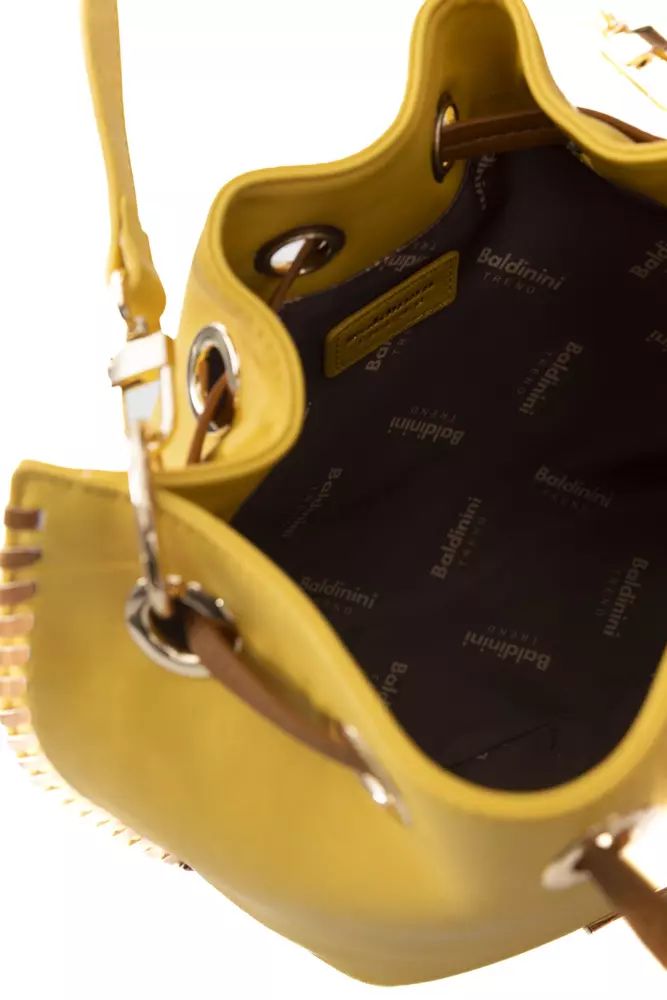 Baldinini Trend Chic Sunshine Yellow Shoulder Bag with Golden Accents