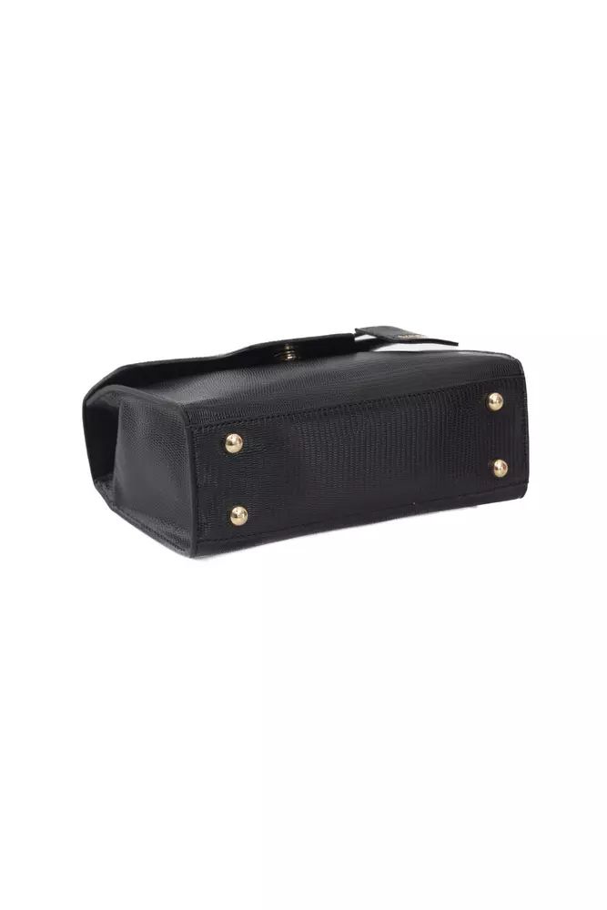 Baldinini Trend Elegant Black Crossbody Shoulder Bag with Golden Accents
