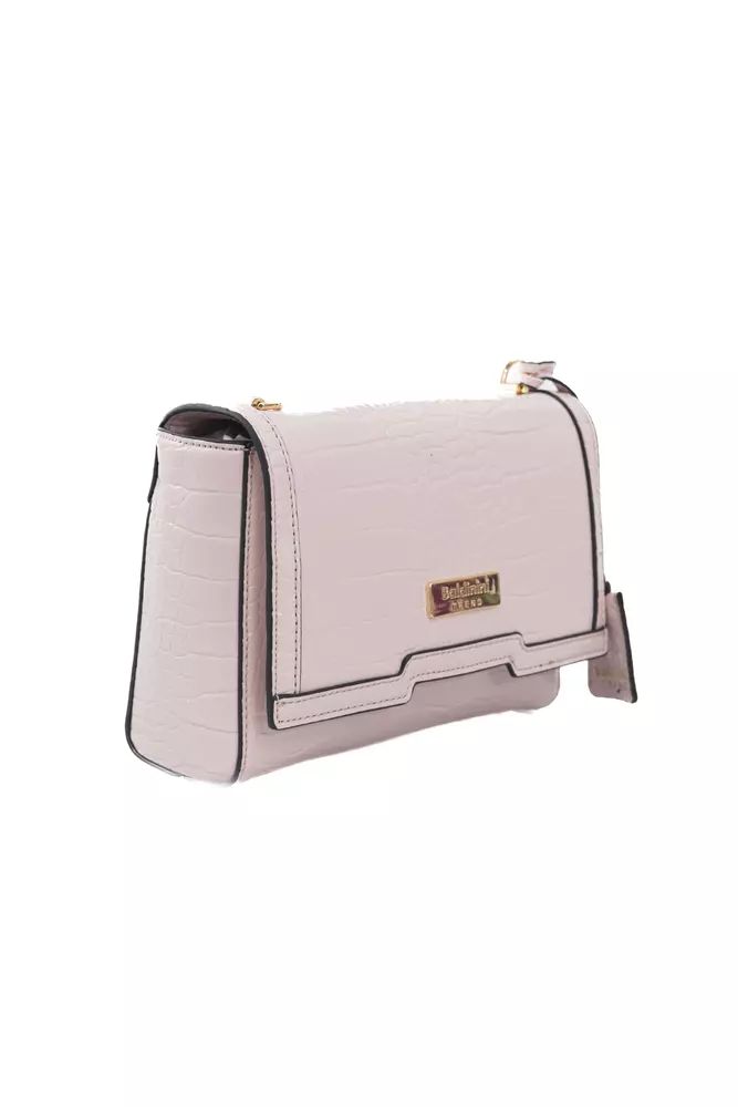 Baldinini Trend Chic Pink Shoulder Bag with Golden Accents