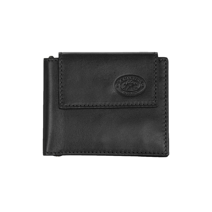 La Martina Sleek Black Leather Bi-Fold Wallet with Logo