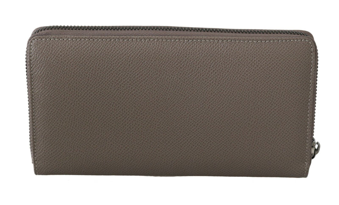 Dolce & Gabbana Beige Leather Zipper Continental Bill Card Coin Wallet