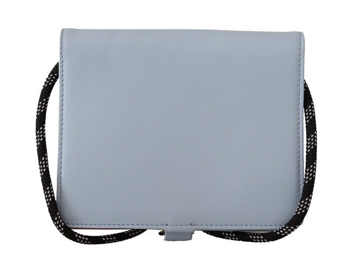 Dolce & Gabbana Light Blue Leather Mini Bifold Sling Purse Wallet