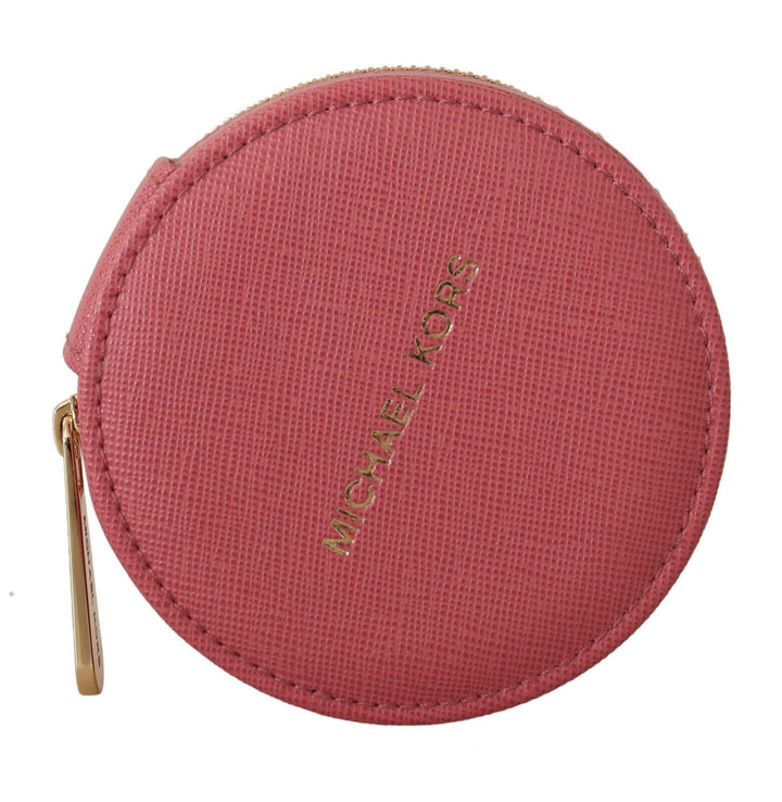 Michael Kors Pink Leather Zip Round Pouch Purse Storage Wallet