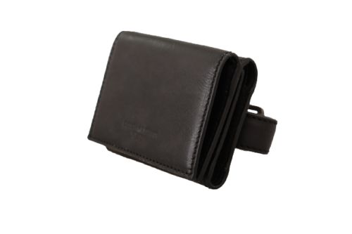 Dolce & Gabbana Black Leather Trifold Purse Belt Strap Multi Kit Wallet