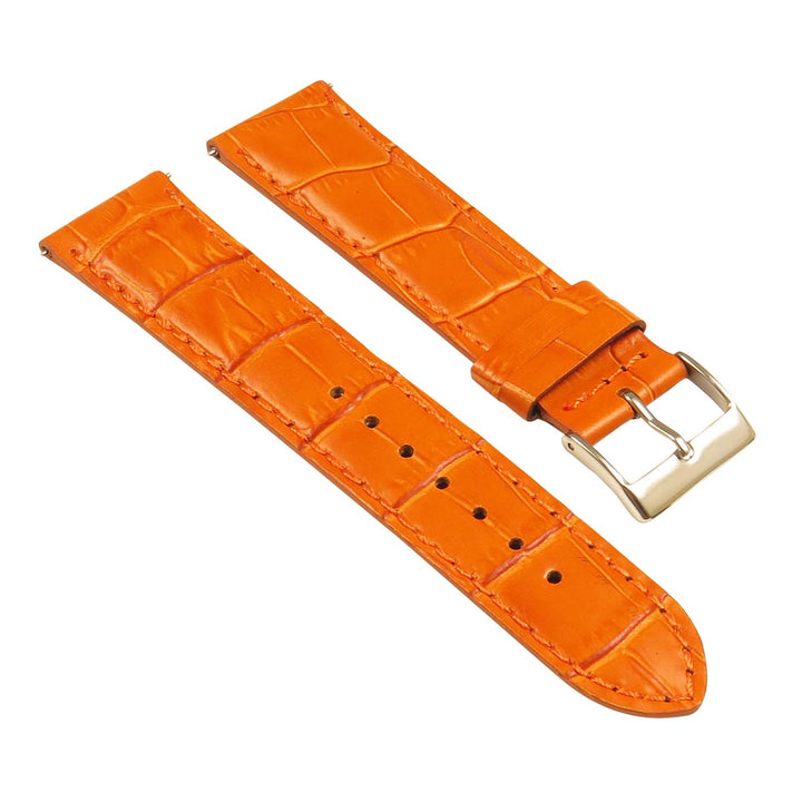 Genuine Leather Crocodile Grain Universal Band 16mm 18mm 20mm 22mm 24mm Polished Steel Buckle Watch Strap - Montret