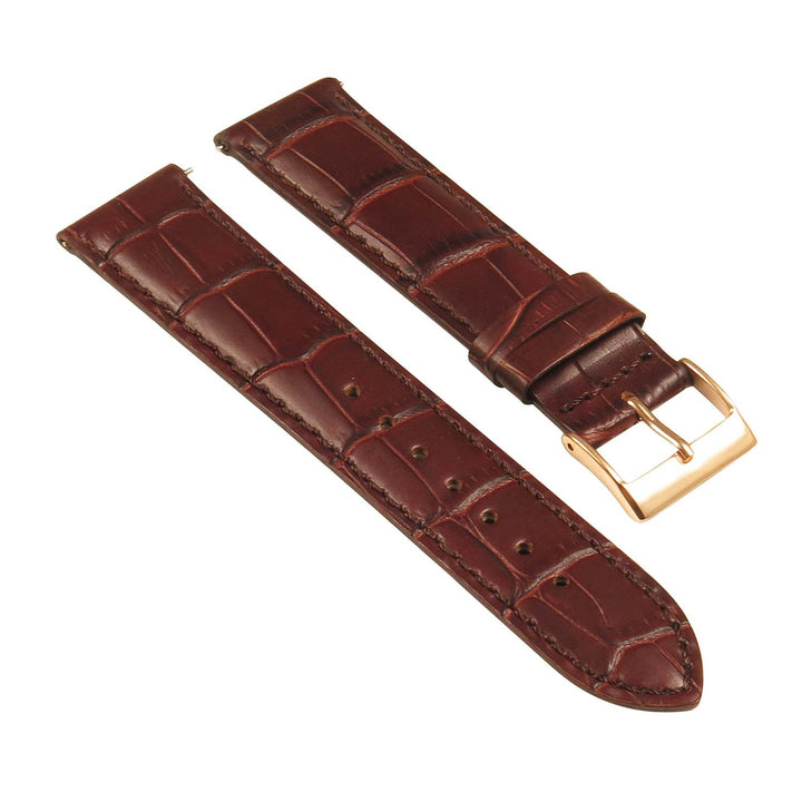 Genuine Leather Crocodile Grain Universal Band 16mm 18mm 20mm 22mm 24mm Polished Steel Buckle Watch Strap - Montret