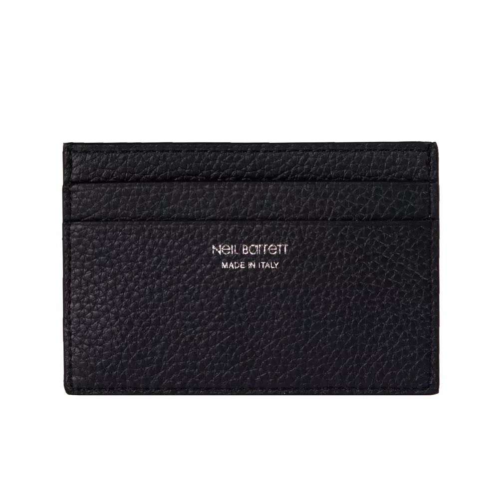 Neil Barrett Sleek Black Leather Card Wallet for Men