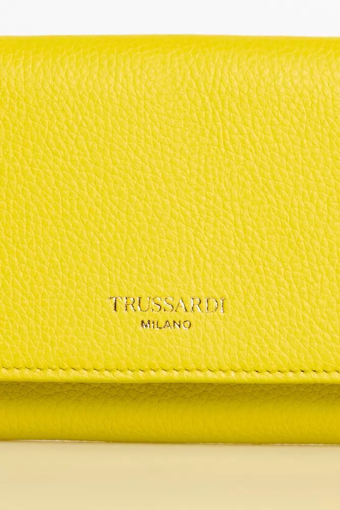 Trussardi Elegant Yellow Leather Mini Wallet