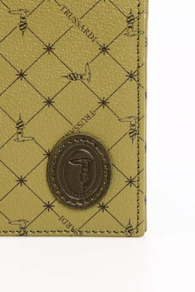 Trussardi Elegant Textured Leather Monogram Wallet