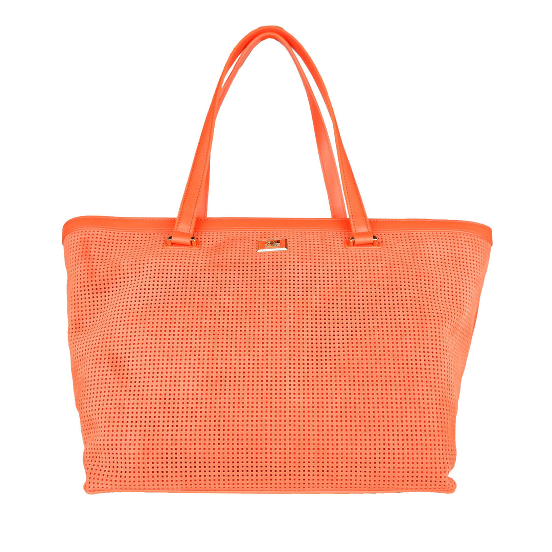 Cavalli Class Elegant Dark Orange Leather Handbag