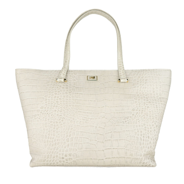 Cavalli Class Classy White Calfskin Leather Handbag