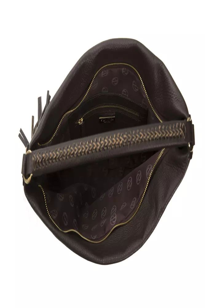 Pompei Donatella Elegant Leather Shoulder Bag in Brown
