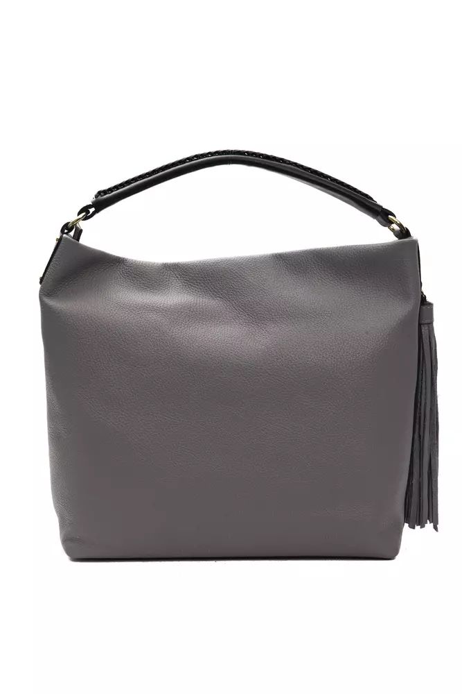 Pompei Donatella Elegant Gray Leather Shoulder Bag