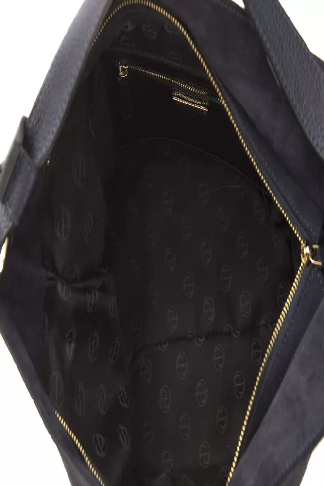 Pompei Donatella Chic Gray Leather Shoulder Bag