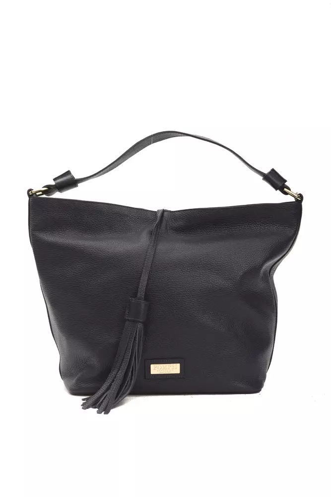 Pompei Donatella Chic Gray Leather Shoulder Bag