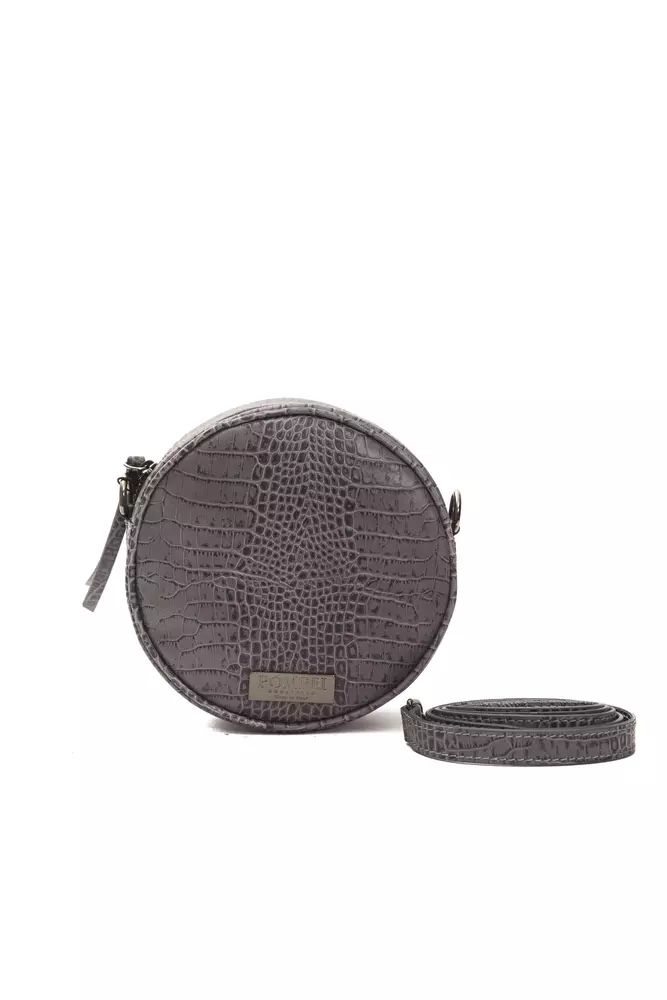 Pompei Donatella Gray Leather Crossbody Bag