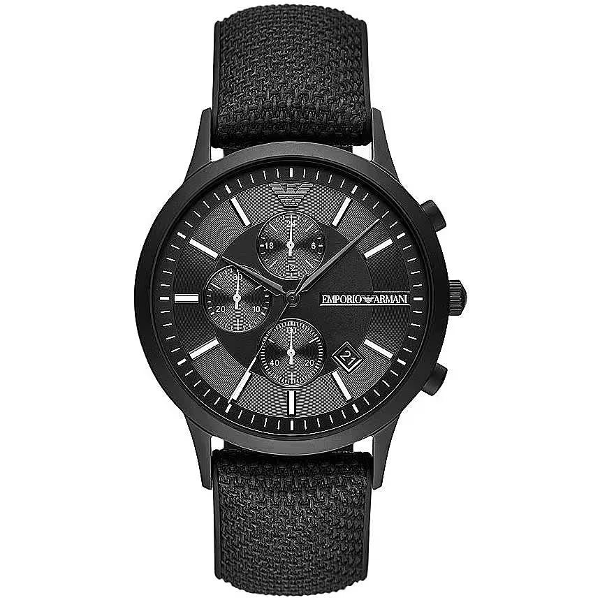Montre chronographe Emporio Armani en silicone noir et acier